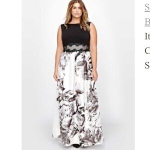 Sangria Maxi Fit & Flare Printed Bottom Party Dress